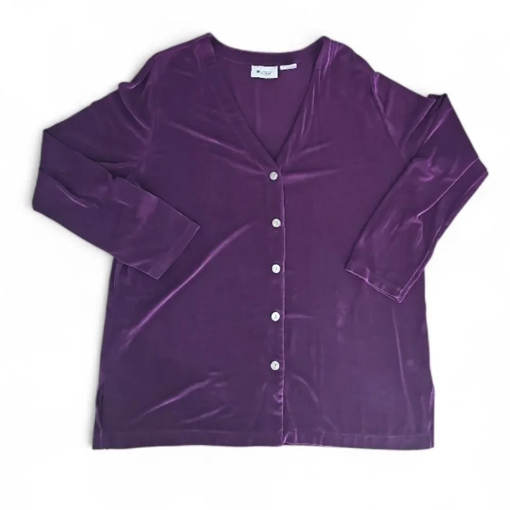 Units Woman Royal Purple Travel Cardigan 1X Acetate Stretch Cruise Resort Layer